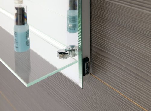 Tükör, Sapho AQUALINE LED tükör világítással, üveg polc, billenő kapcsoló, 60x80cm ATH53