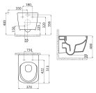 WC, Sapho GLANC fali rimless WC, 37x51,5cm GC321