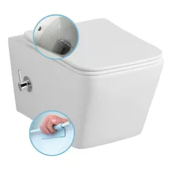   WC, Sapho PORTO RIMLESS fali WC, bidézuhannyal, csapteleppel, 36x52cm PZ102RX