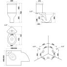 WC, Sapho AQUALINE CLIFTON sarok kombi WC alsó/hátsó kifolyású, tartállyal, ülőke nélkül FS1PK