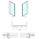 Zuhanyajtó, Sapho POLYSAN EASY LINE nyíló ajtó, állítható, 760-900mm, transzparent üveg EL1615