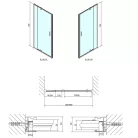 Zuhanyajtó, Sapho POLYSAN EASY LINE nyíló ajtó, állítható, 760-900mm, transzparent üveg EL1615