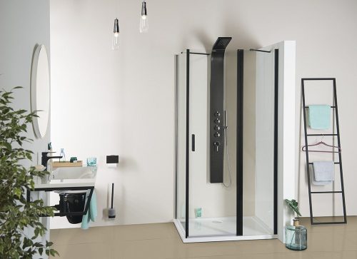 Zuhanyajtó, Sapho POLYSAN ZOOM LINE BLACK zuhanyajtó, 1300mm, transzparent, fekete ZL1313B