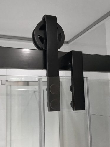 Zuhanyajtó, Sapho GELCO VOLCANO tolóajtó, 1600mm, transzparent, fekete GV1416