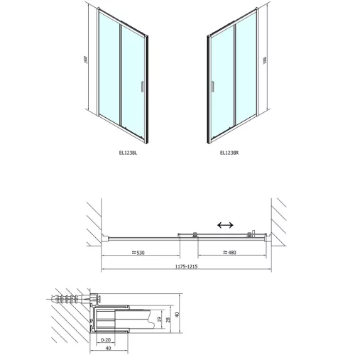 Zuhanyajtó, Sapho POLYSAN EASY LINE zuhanyajtó, 1200mm, BRICK üveg EL1238