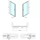 Zuhanyajtó, Sapho POLYSAN EASY LINE nyíló ajtó, állítható, 760-900mm, BRICK üveg EL1638