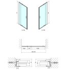 Zuhanyajtó, Sapho POLYSAN EASY LINE nyíló ajtó, állítható, 880-1020mm, BRICK üveg EL1738