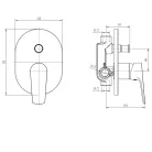 Zuhanycsaptelep, Sapho AQUALINE LOTTA falba süllyesztett zuhanycsaptelep, 2-irányú, fekete LT742B
