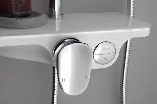 Zuhanyoszlop, Sapho AQUALINE MARCO zuhanyoszlop zuhanyszettel, 800-1150mm, fehér SL100