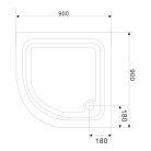 Zuhanytálca, Sapho AQUALINE AMICA íves zuhanytálca, 90x90x15cm, R55 (C90 helyett) BTTR90