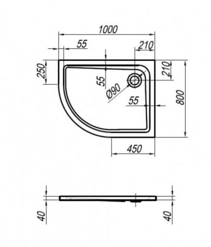 Zuhanytálca, Kolpa San Malur 100x80 balos
