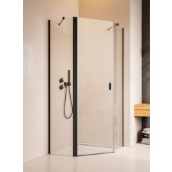   Zuhanykabin, Radaway Nes Black PTJ fekete 90x90J átlátszó, jobbos