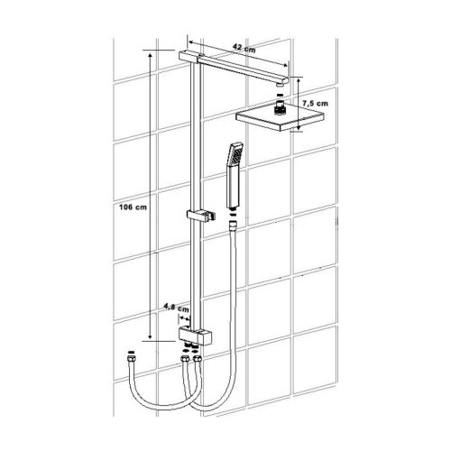 Zuhanyszett, SLIM Zuhanyoszlop, csaptelepre szerelhető 1202-16 Sapho OUTLET