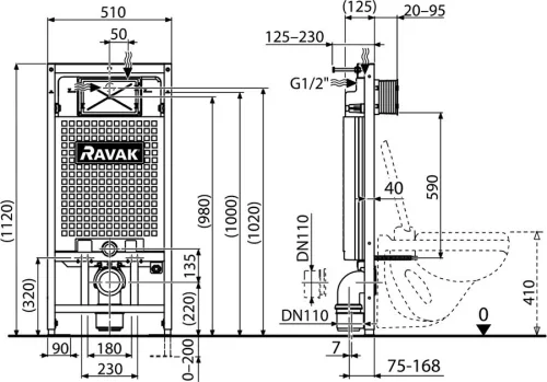Öblítőtartály, Ravak WC tartály talpazattal G II/1120 X01703
