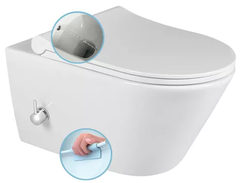 WC, Sapho Avva rimless, fali wc bidézuhannyal, csapteleppel 100315