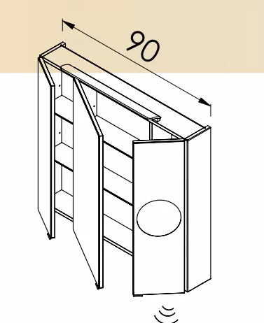 Felső szekrény, TBoss Mirror Box Omega 90
