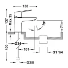 Mosdó csaptelep, Tres Base mosdó csaptelep click-clack leeresztővel 21510303D