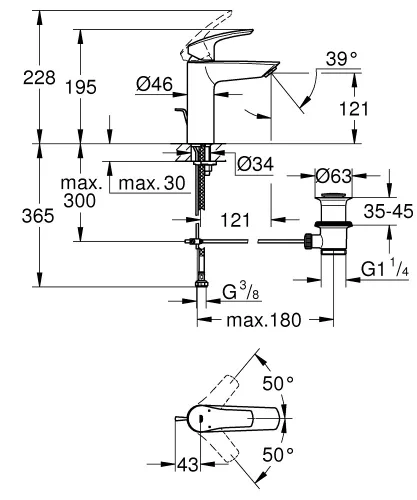Mosdó csaptelep, Grohe Eurosmart mosdó csaptelep, fekete 233222433