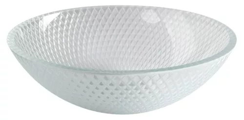 Mosdó, Sapho BEAUTY PUKETA gravírozott üvegmosdó, átm:42cm, transzparent üveg (TY165)
