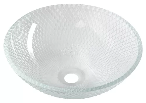 Mosdó, Sapho BEAUTY PUKETA gravírozott üvegmosdó, átm:42cm, transzparent üveg (TY165)