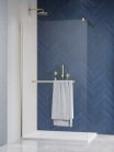 Radaway Modo New Brushed Gold II Walk-in szálcsiszolt arany zuhanyfal törölközőtartóval 120 átlát