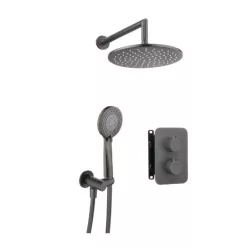   Falba süllyesztett csaptelep, Deante Therm zuhanyszett, termosztatikus BOX-al, titanium BXYZDEBT