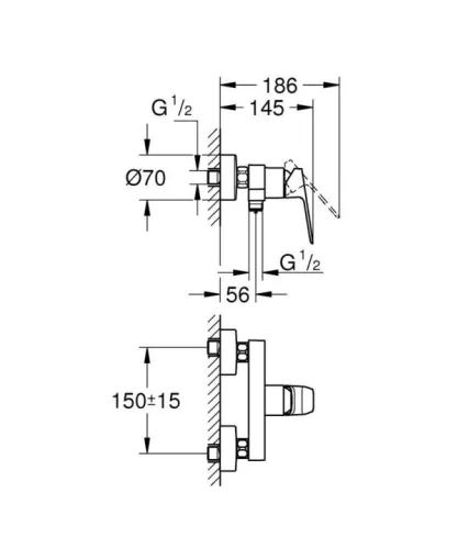 Zuhany csaptelep, Grohe Cubeo zuhany csaptelep, matt fekete 1018242430