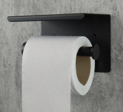 WC papír tartó, Deante Round fali wc papír tartó, polccal, fekete ADR_N221