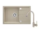 Mosogatótálca, Deante Leda gránit mosogató csapteleppel, 1 medencés csepegtetővel, homok ZRDA7113