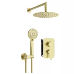   Falba süllyesztett csaptelep, Deante Arnika zuhanyszett,keverő BOX-al,szálcsiszolt arany BXYZRQAM