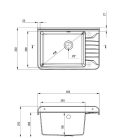 Mosogatótálca, Deante Garden ipari mosogató, 1 medencés - fali, 505 x 350 x 252, szürke ZYT_311A 