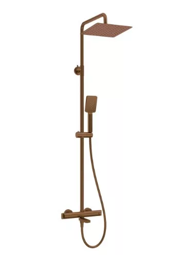 Zuhanyszett, Therm esőztető fejzuhany, termosztatikus kádtöltő, szálcsiszolt bronz NAC_C1HT