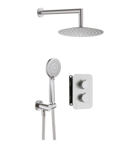 Falba süllyesztett csaptelep,Deante Therm termosztatikus BOX-al,szálcsiszolt acél BXYZFEBT