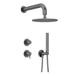   Falba süllyesztett csaptelep, Deante Silia zuhanyszett esőztető zuhanyfejjel, titanium NQS_D9YK