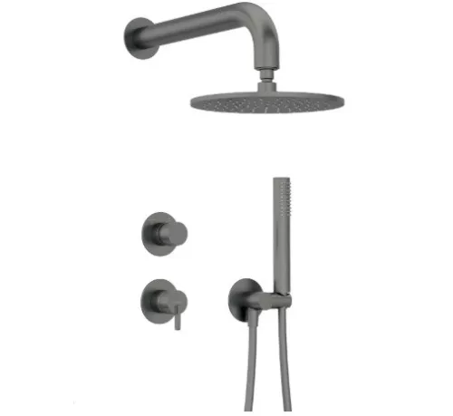 Falba süllyesztett csaptelep, Deante Silia zuhanyszett esőztető zuhanyfejjel, titanium NQS_D9YK