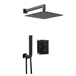   Falba süllyesztett csaptelep, Deante Therm zuhanyszett, termosztatikus BOX-al, fekete BXYZNEAT
