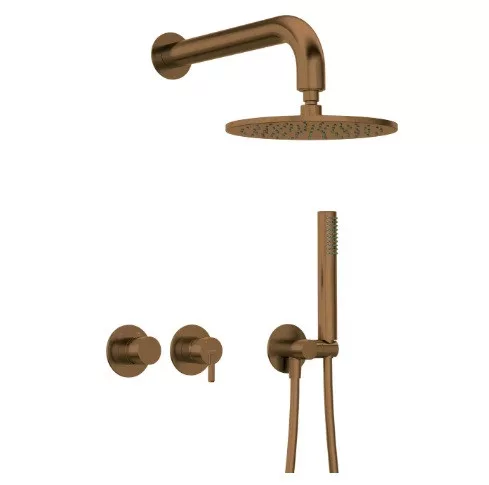 Falba süllyesztett csaptelep, Deante Silia falsík alatti zuhanyszett szálcsiszolt bronz NQS_C0YK