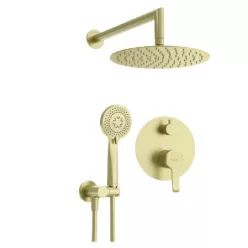   Falba süllyesztett csaptelep, Deante Arnika zuhanyszett, szálcsiszolt arany NAC_R9QP