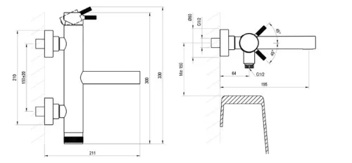 Kádtöltő csaptelep, Ravak Nox kádtöltő csaptelep NX 022.20BLM, matt fekete X070650