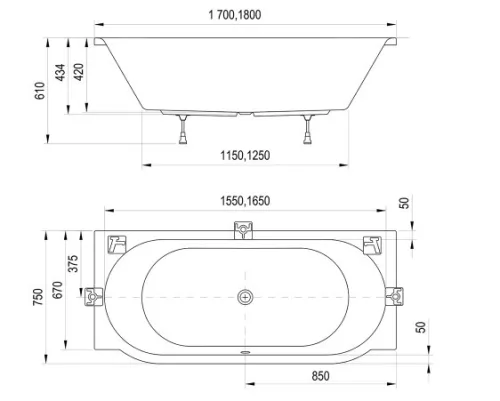 Kád, Ravak ARC 170x75 kád CE41000000
