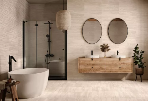 Csempe, Keros Travertino Decor Wave Beige 30x60