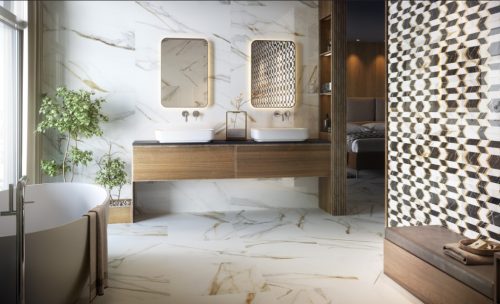 Csempe, Colorker Calacatta Gold White 31,6x100