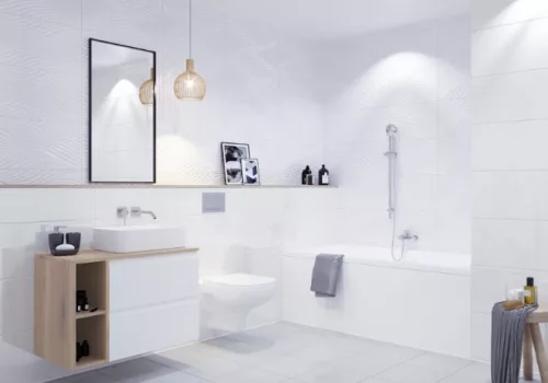 Csempe, Cersanit BLANKA PS610 WHITE WAVES STRUCTURE GLOSSY 29,7X60 G1