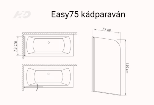 Kádparaván, H2O Easy75 75x150