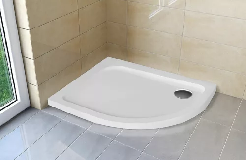 Zuhanytálca, H2O Nero E slim íves aszimmetrikus 100x80 balos