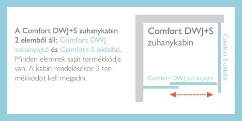 Zuhanykabin, H2O Comfort DWJ 100 cm zuhanyajtó ÁTLÁTSZÓ/KRÓM, Comfort S 90 cm oldalfal ÁTLÁTSZÓ/K