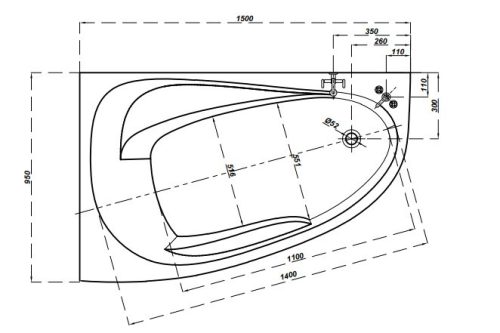 Kád, Cersanit JOANNA NEW 150x95 - BALOS
