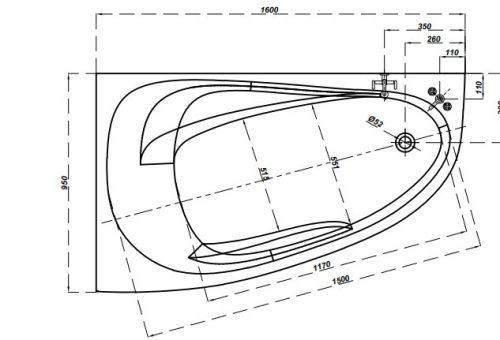 Kád, Cersanit JOANNA NEW 160x95 - BALOS