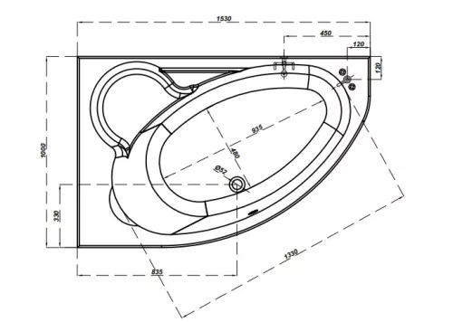 Kád, Cersanit KALIOPE 153x100 - BALOS