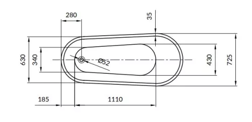 Kád, Cersanit ZEN 167X72 OVÁLIS SZABADON ÁLLÓ KÁD